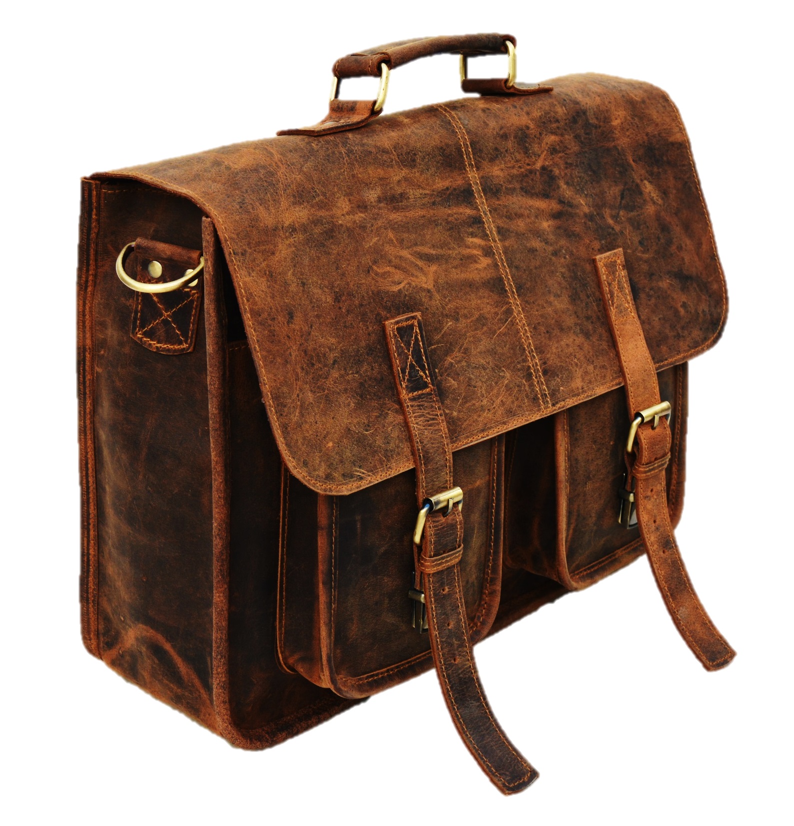 Satchel And Fable Mens Messenger 16 Inch Vintage Genuine Leather Briefcase Large Computer Laptop Satchel Shoulder Bag, Brown - Image 6