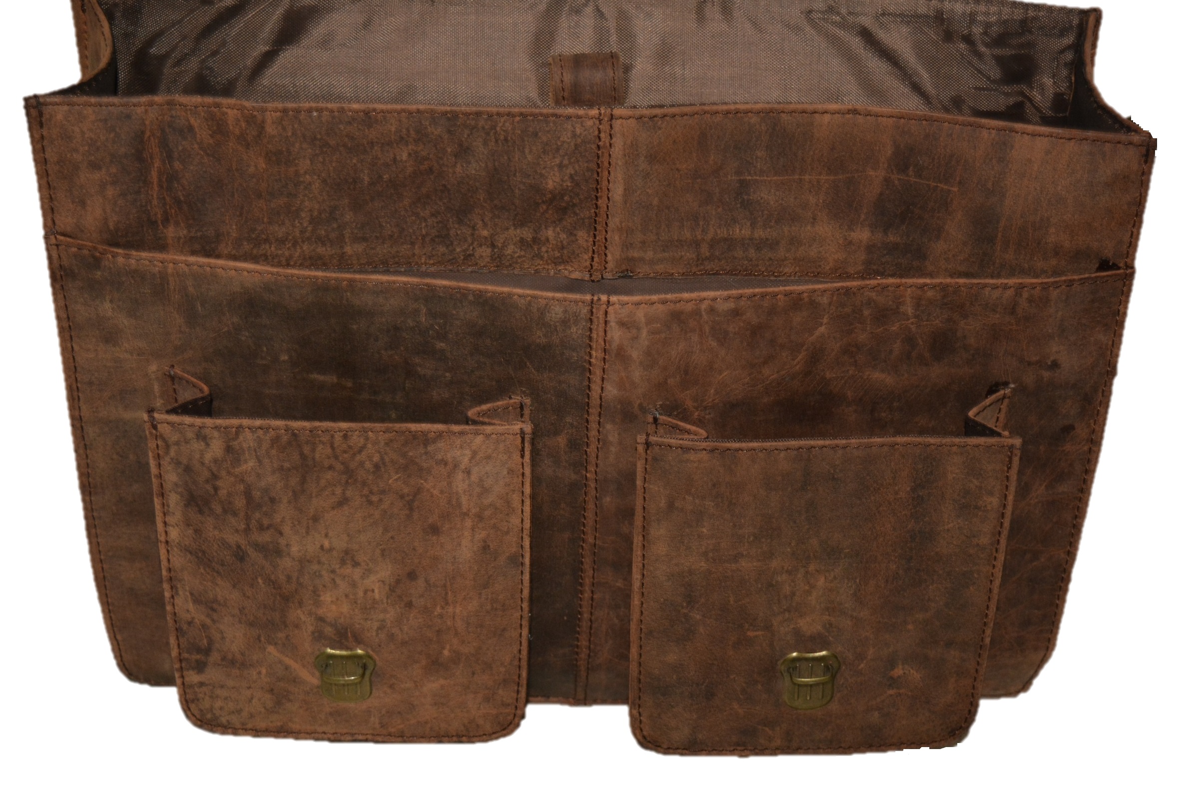Satchel And Fable Mens Messenger 16 Inch Vintage Genuine Leather Briefcase Large Computer Laptop Satchel Shoulder Bag, Brown - Image 2