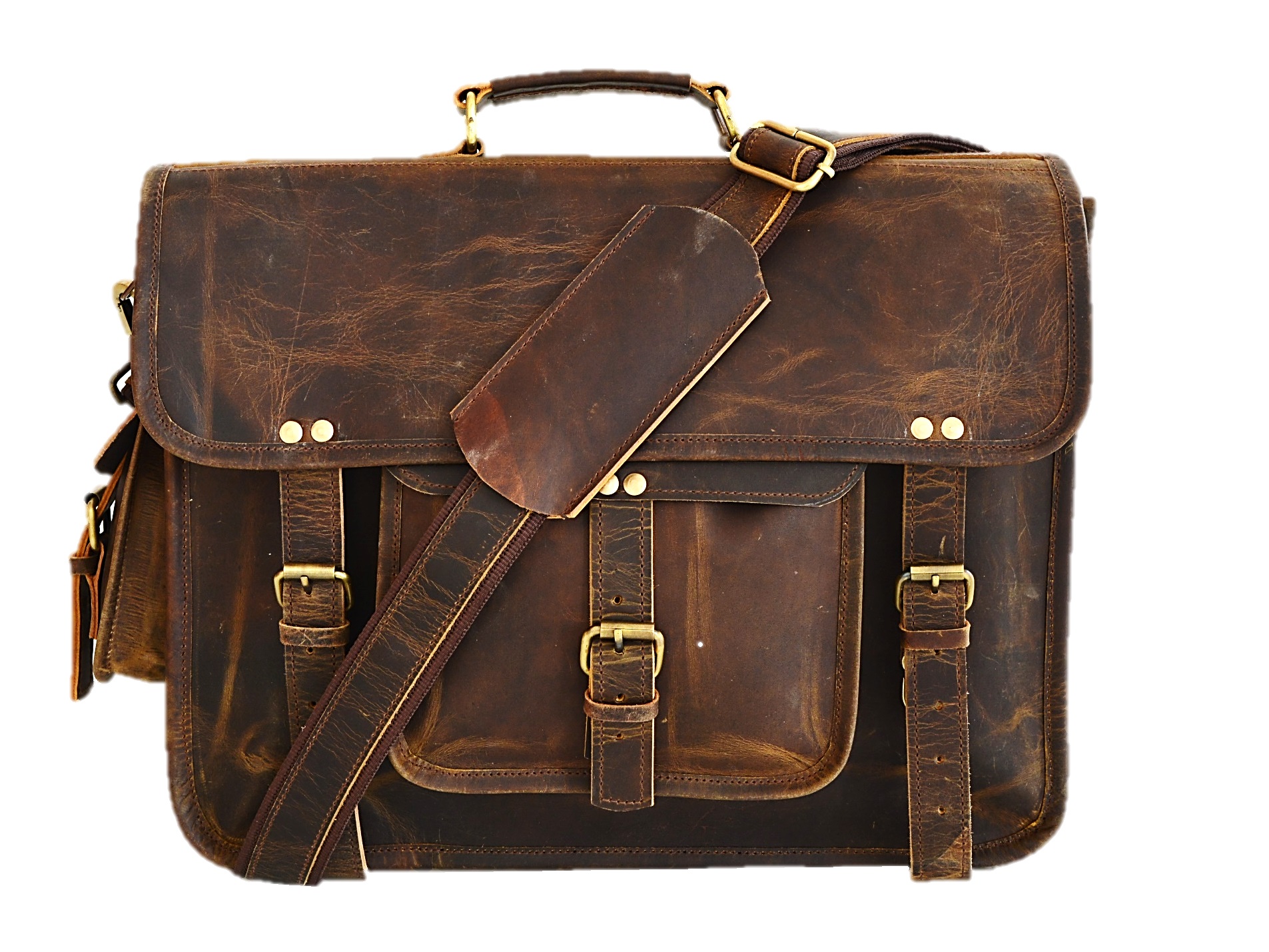 Satchel And Fable 16 inch Leather Messenger bag for men Handmade Vintage Laptop Computer Shoulder Brown Office Briefcase (Dark Brown, 16" L x 12" H x 4" W) - Image 2