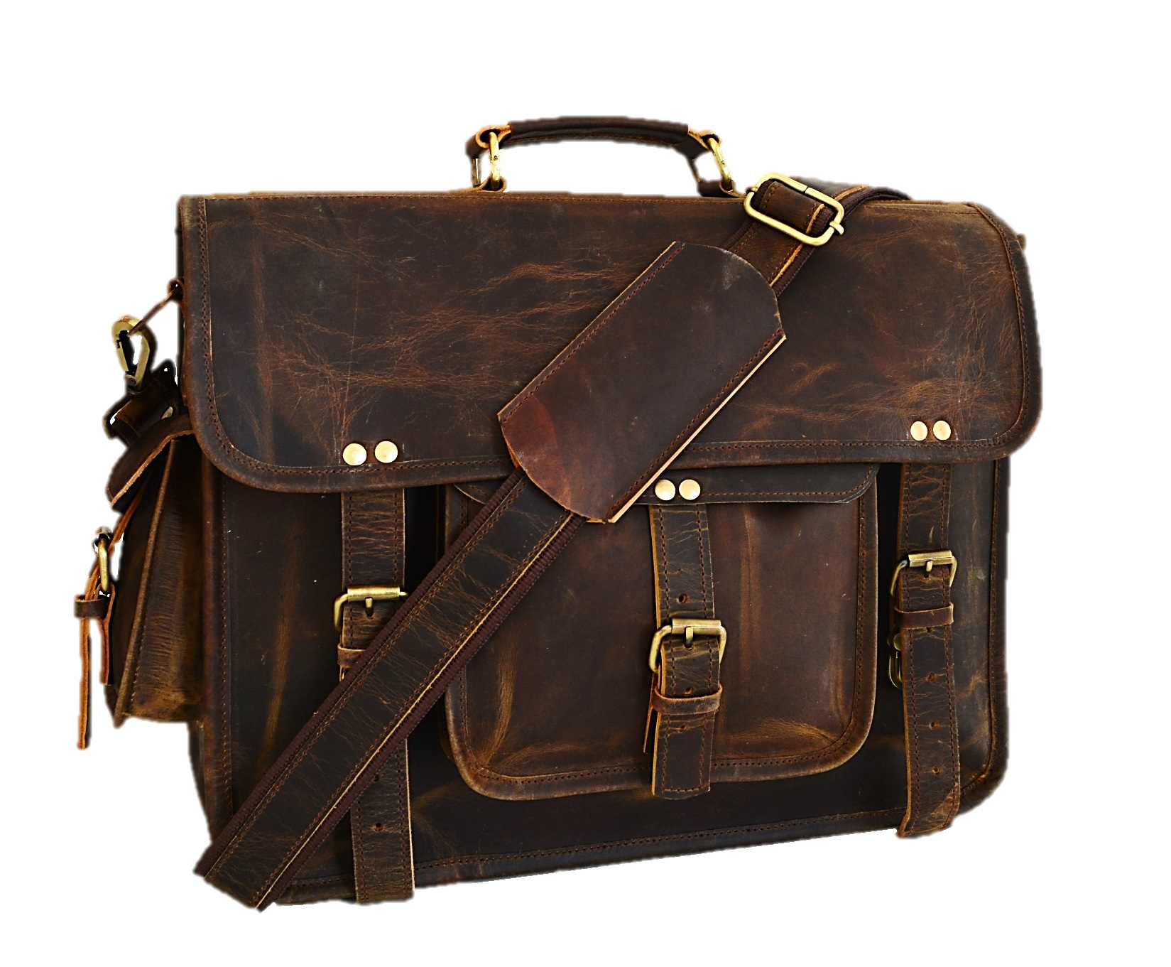 Satchel And Fable 16 inch Leather Messenger bag for men Handmade Vintage Laptop Computer Shoulder Brown Office Briefcase (Dark Brown, 16" L x 12" H x 4" W) - Image 5