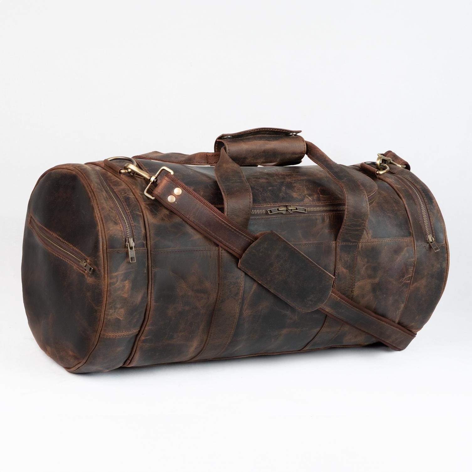 Satchel and fable 26 inch Handmade Vintage Brown Leather Duffel Travel Gym Sports Weekend Bag for Men