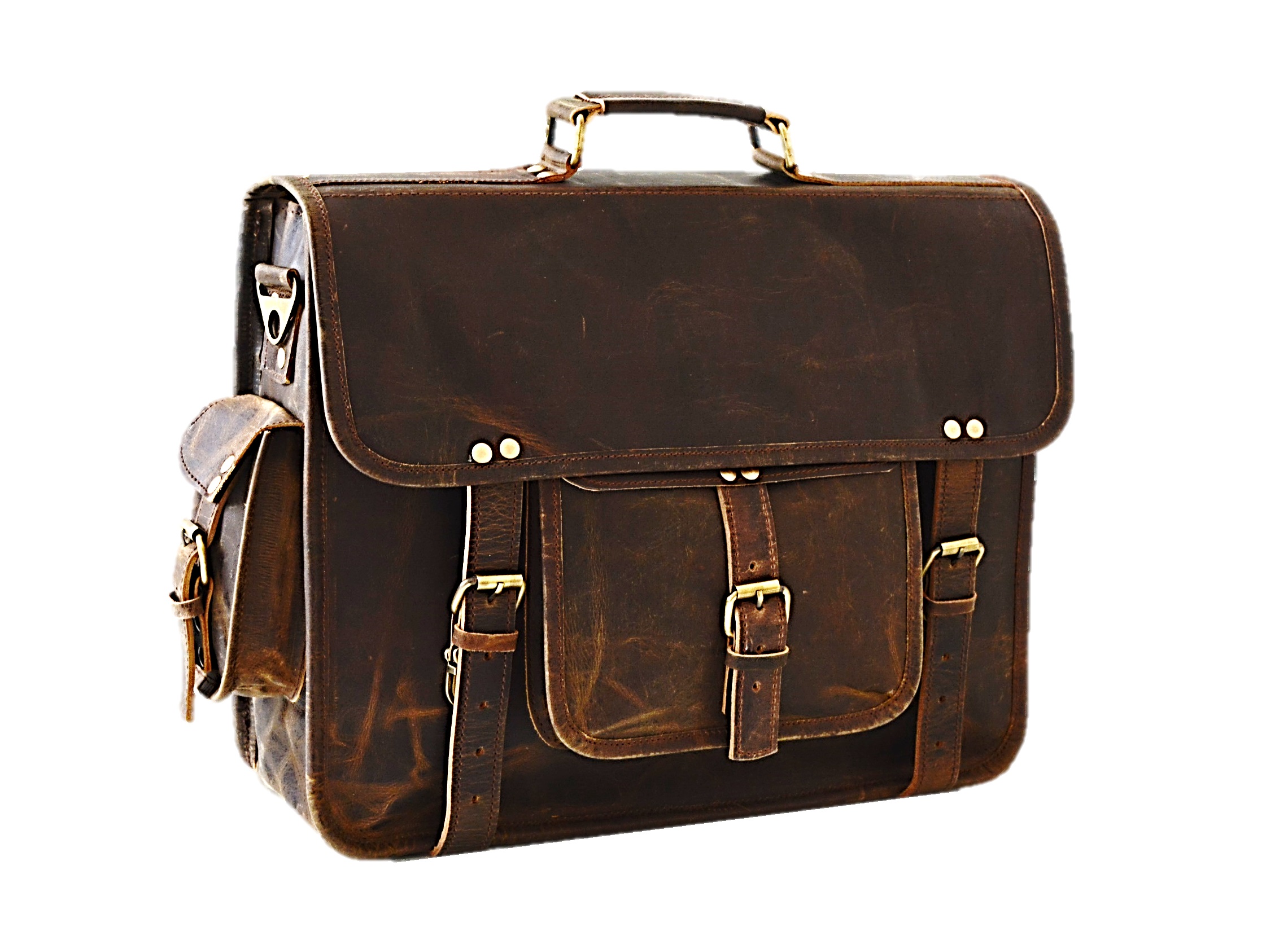 Satchel And Fable 16 inch Leather Messenger bag for men Handmade Vintage Laptop Computer Shoulder Brown Office Briefcase (Dark Brown, 16" L x 12" H x 4" W)